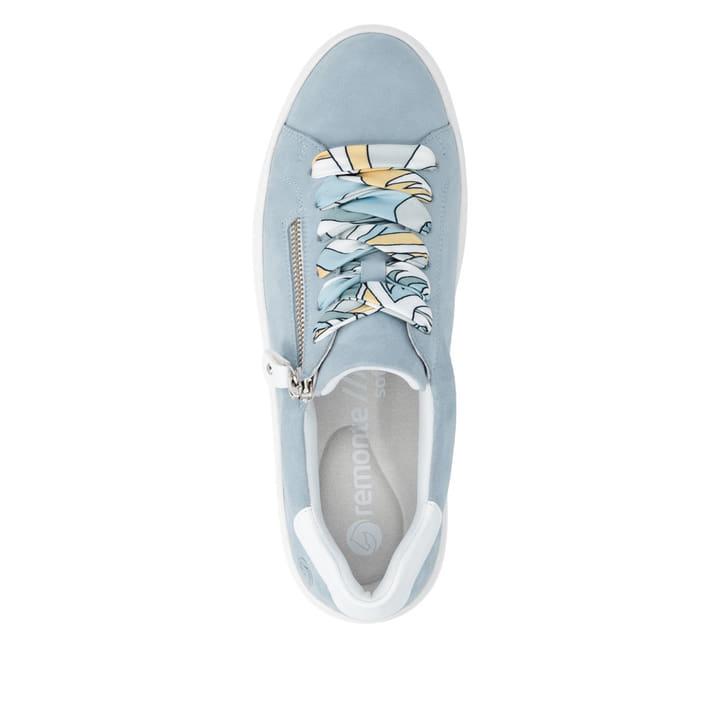 Blauweiße remonte Damen Sneaker D1C06-10 mit Reißverschluss sowie Komfortweite G. Schuh von oben.