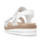Silberne remonte Keilsandaletten D0Q63-91 mit einem Klettverschluss. Schuh von hinten.