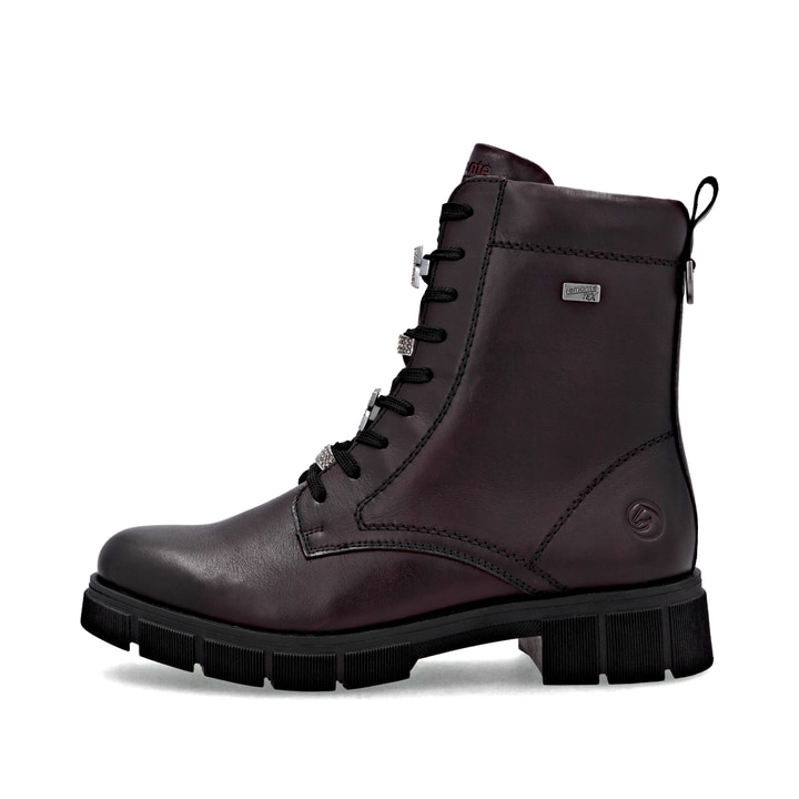 Rote remonte Damen Schnürstiefel D2S73-35 mit wasserabweisender TEX-Membran. Schuh Außenseite.