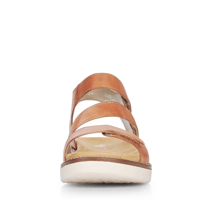 Braune remonte Damen Riemchensandalen D2050-24 mit Klettverschluss. Schuh von vorne.