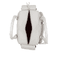 Sac à main remonte Q0769-60 blanc avec finitions métalliques et fermeture éclair. Ouvert.
