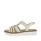 Beige vegane remonte Riemchensandalen D2073-60 mit einem Gummizug. Schuh Außenseite.