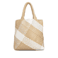 Sac à main remonte Q0761-81 beige avec design tressé et poche amovible. Arrière.