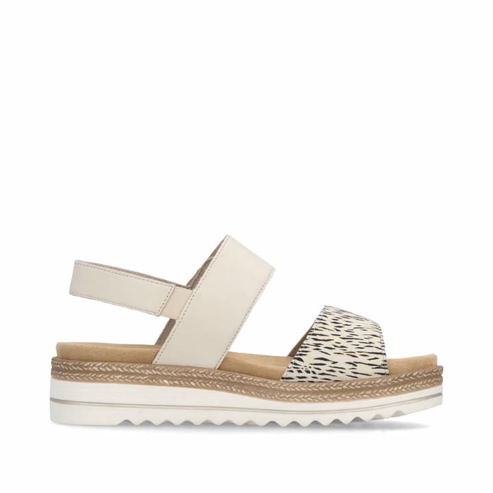 Sandales compensées remonte beiges femme D0Q59-60 avec fermeture velcro. Côté intérieur de la chaussure.