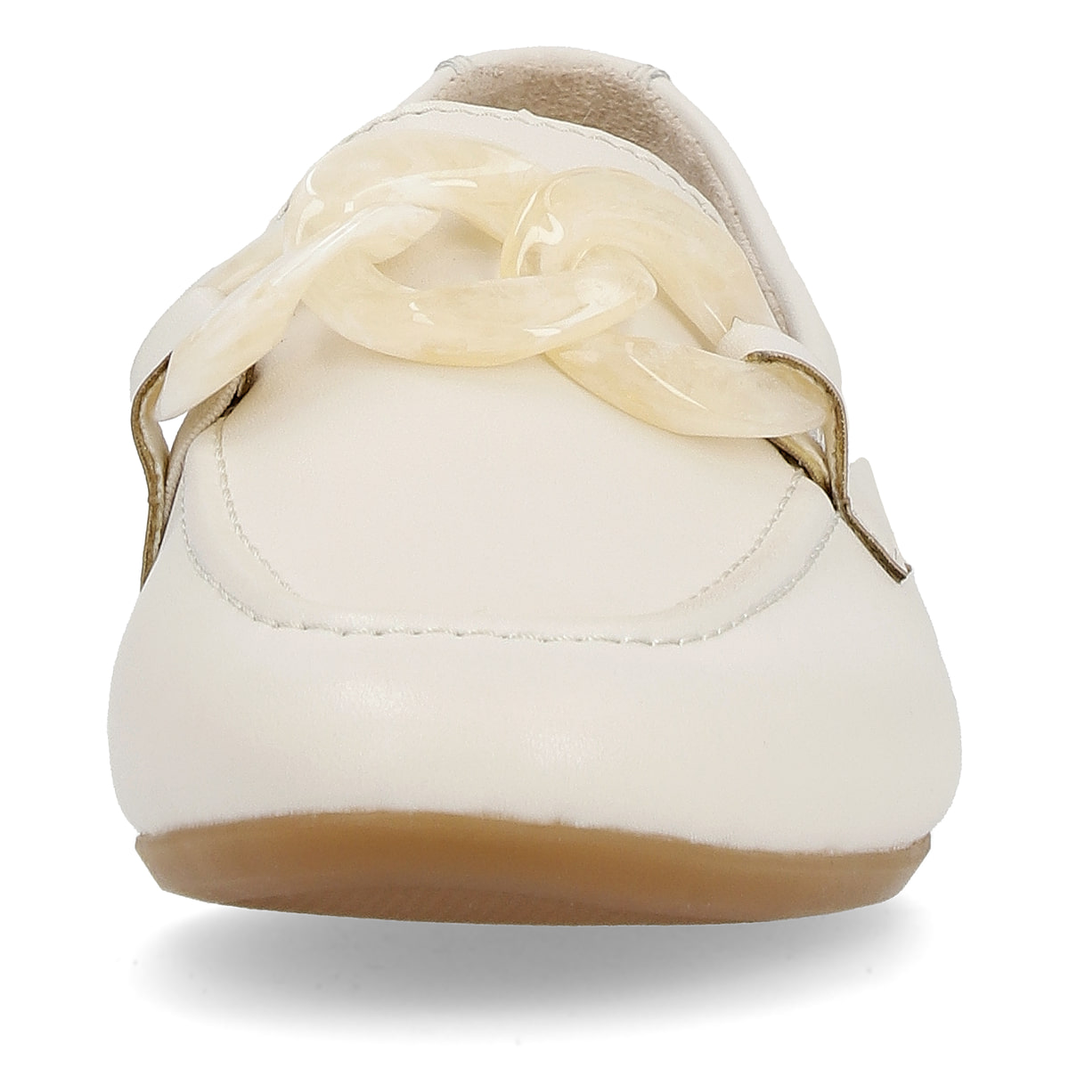 Macciatoweiße remonte Damen Loafer D0K00-80 mit einem Elastikeinsatz. Schuh von vorne.