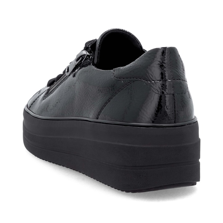 Baskets basses remonte noires pour femme D1C09-00 avec fermeture éclair. Chaussure vue de dessus.