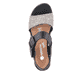 Schwarze remonte Keilsandaletten D6453-01 mit einem Klettverschluss. Schuh von oben.