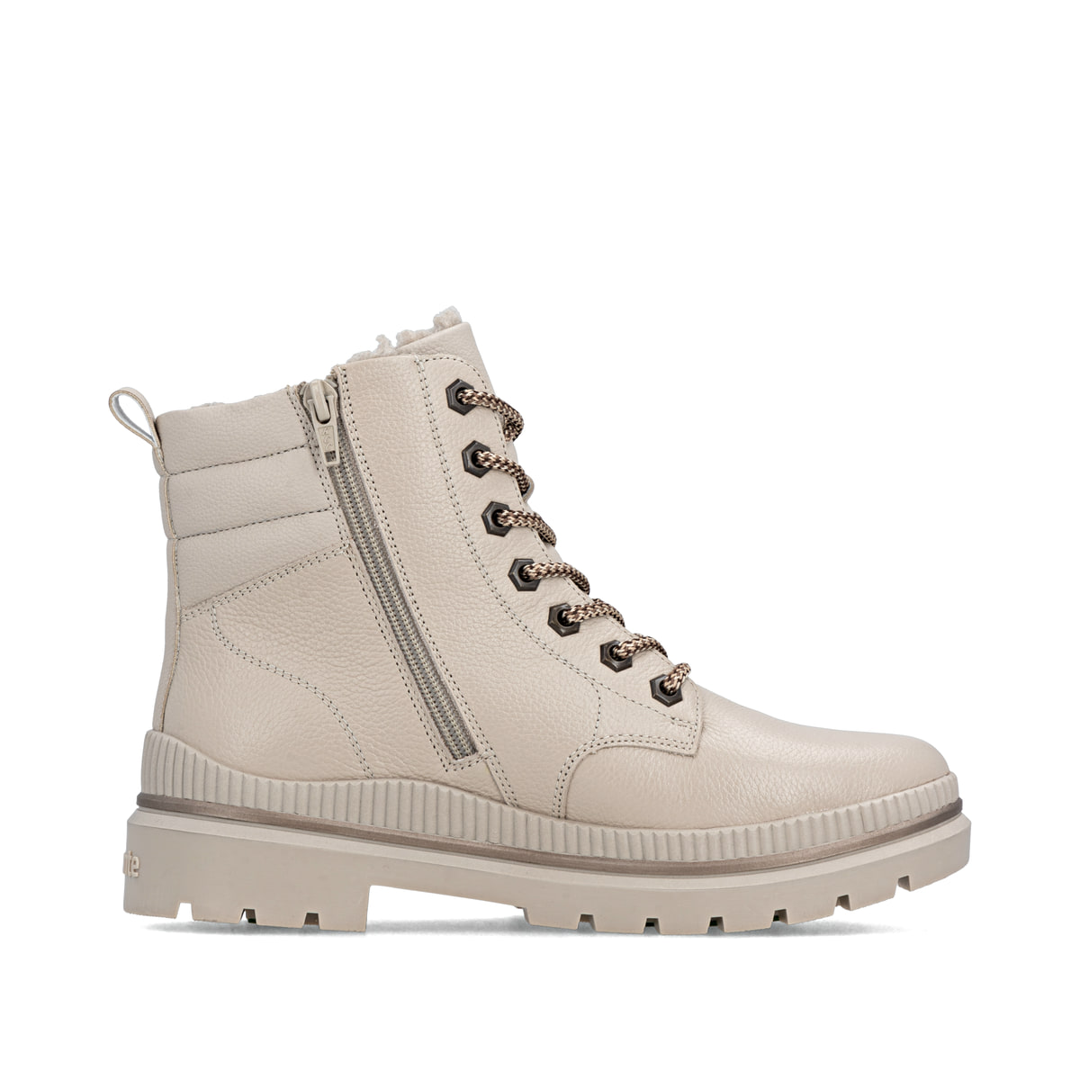 Beige remonte Damen Schnürstiefel D0C82-60 mit griffiger Glass-Fibre Sohle. Schuh Innenseite.