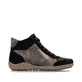 Schwarz-bronzene remonte Damen Schnürstiefel R1452-03 mit einem Reißverschluss. Schuh Innenseite.