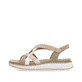 Grünbeige remonte Riemchensandalen D3J53-52 mit einem Klettverschluss. Schuh Außenseite.