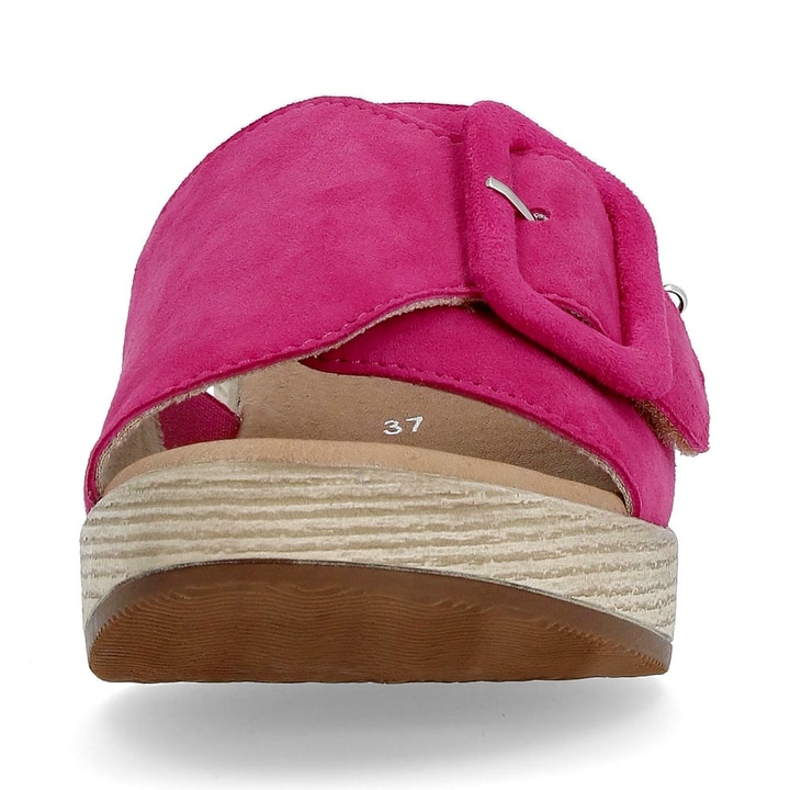 remonte mules roses femmes D0N56-31 avec une fermeture velcro. Chaussure vue de face.