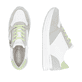 Weiße remonte Damen Sneaker Low D1323-84 mit Reißverschluss sowie Komfortweite G. Schuh von oben, liegend.