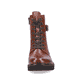 
Nussbraune remonte Damen Biker Boots D0A74-22 mit Schnürung und Reißverschluss. Schuh von vorne.