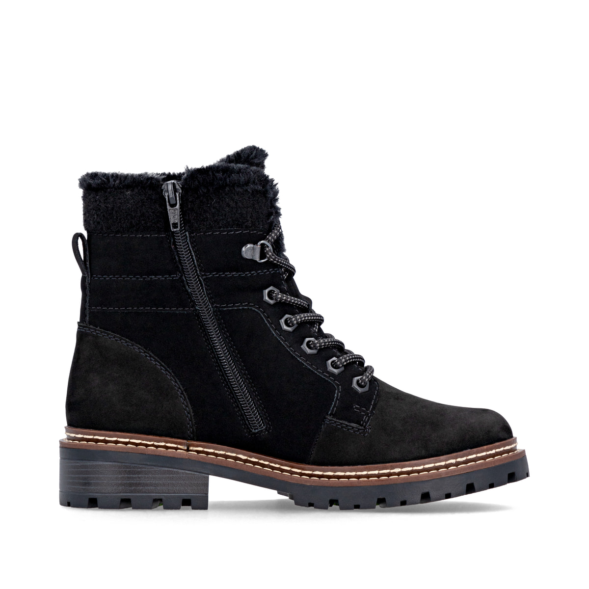 Schwarze remonte Damen Schnürstiefel D0B81-00 mit wasserabweisender TEX-Membran. Schuh Innenseite.