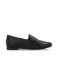 Schwarze remonte Damen Loafer D0K02-01 mit einem Gummizug. Schuh Innenseite.