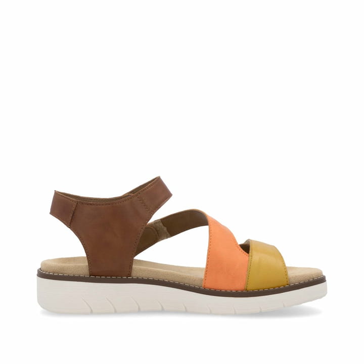 Braune remonte Riemchensandalen D2050-25 mit einem Klettverschluss. Schuh Innenseite.