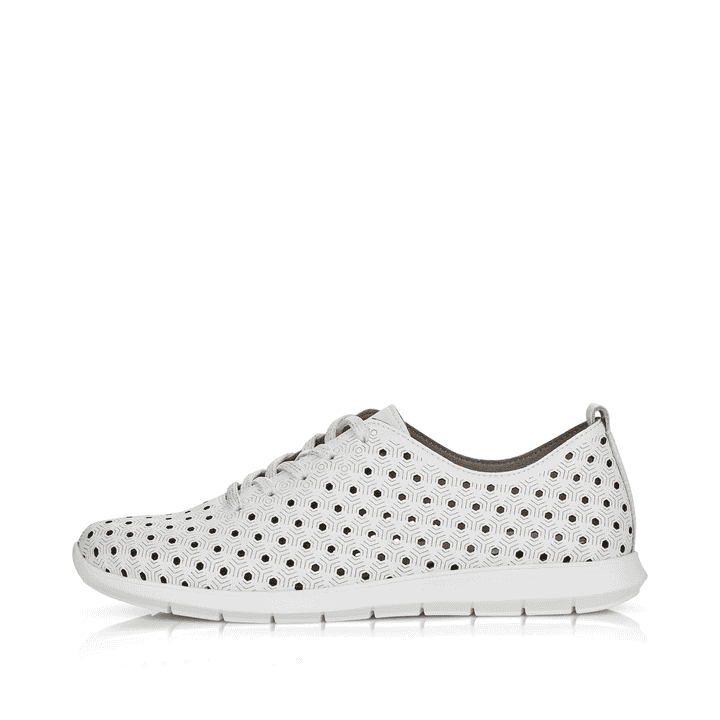 Weiße remonte Damen Schnürschuhe R7101-80 mit der Komfortweite G. Schuh Außenseite.