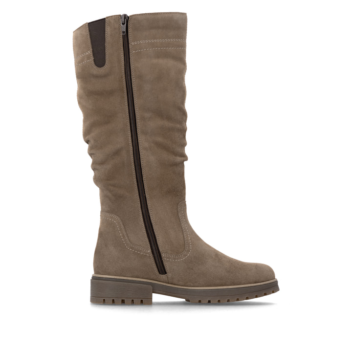 Braune remonte Hochschaftstiefel D3W71-25 mit wasserabweisender TEX-Membran. Schuh Innenseite.