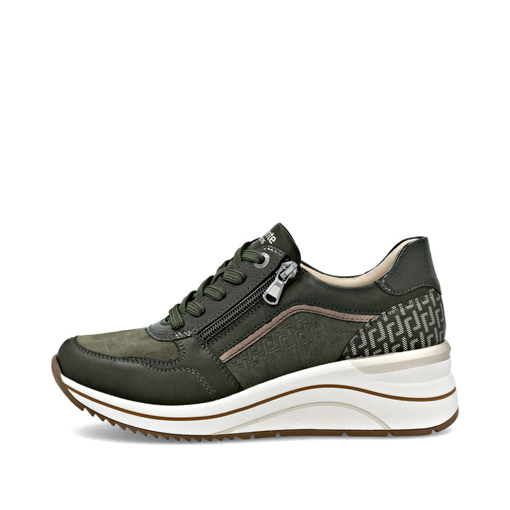 Grüne remonte Damen Sneaker D0T16-54 mit einem Reißverschluss sowie Extraweite H. Schuh Außenseite.