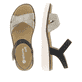 Beige remonte Riemchensandalen D2049-63 mit einem Klettverschluss. Schuh von oben, liegend.