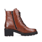 Nussbraune remonte Damen Biker Boots D0A74-22 mit Schnürung und Reißverschluss. Schuh Innenseite