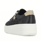 Baskets basses remonte noires pour femme D1C11-03 avec fermeture éclair. Chaussure vue de l'arrière.