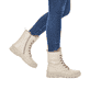 Hellbeige remonte Damen Schnürstiefel D0E72-60 mit Schnürung und Reißverschluss. Schuh am Fuß