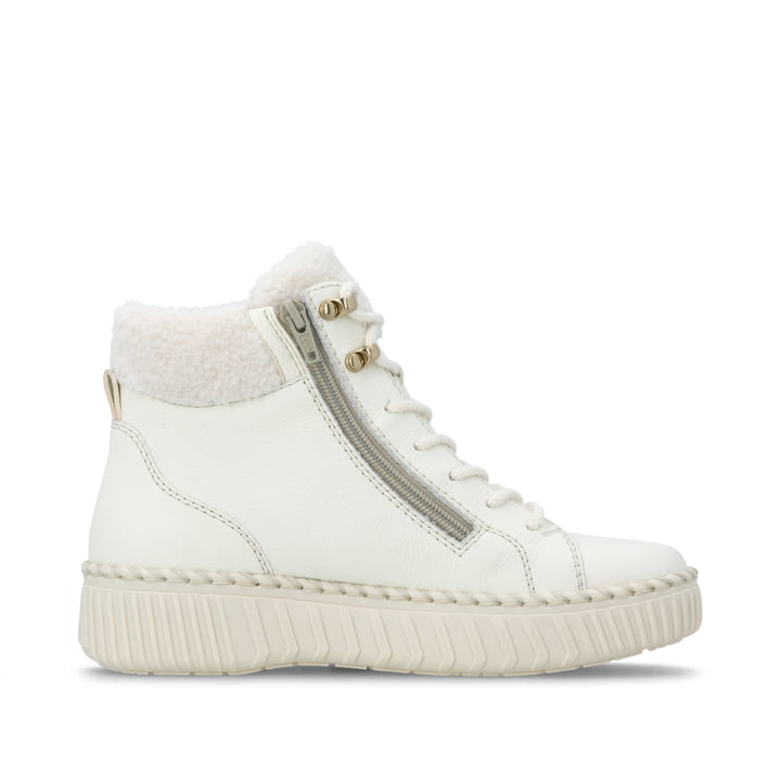 Weiße remonte Damen Schnürstiefel D4A74-80 mit wasserabweisender TEX-Membran. Schuh Innenseite.