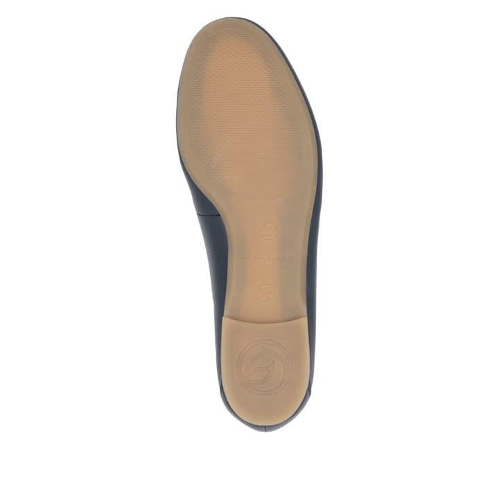 Blaue remonte Damen Loafer D0K09-14 mit Gummizug sowie gepolsterter Einlegesohle. Schuh Laufsohle.