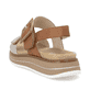 Braune remonte Riemchensandalen D1J53-22 mit einem Klettverschluss. Schuh von hinten.