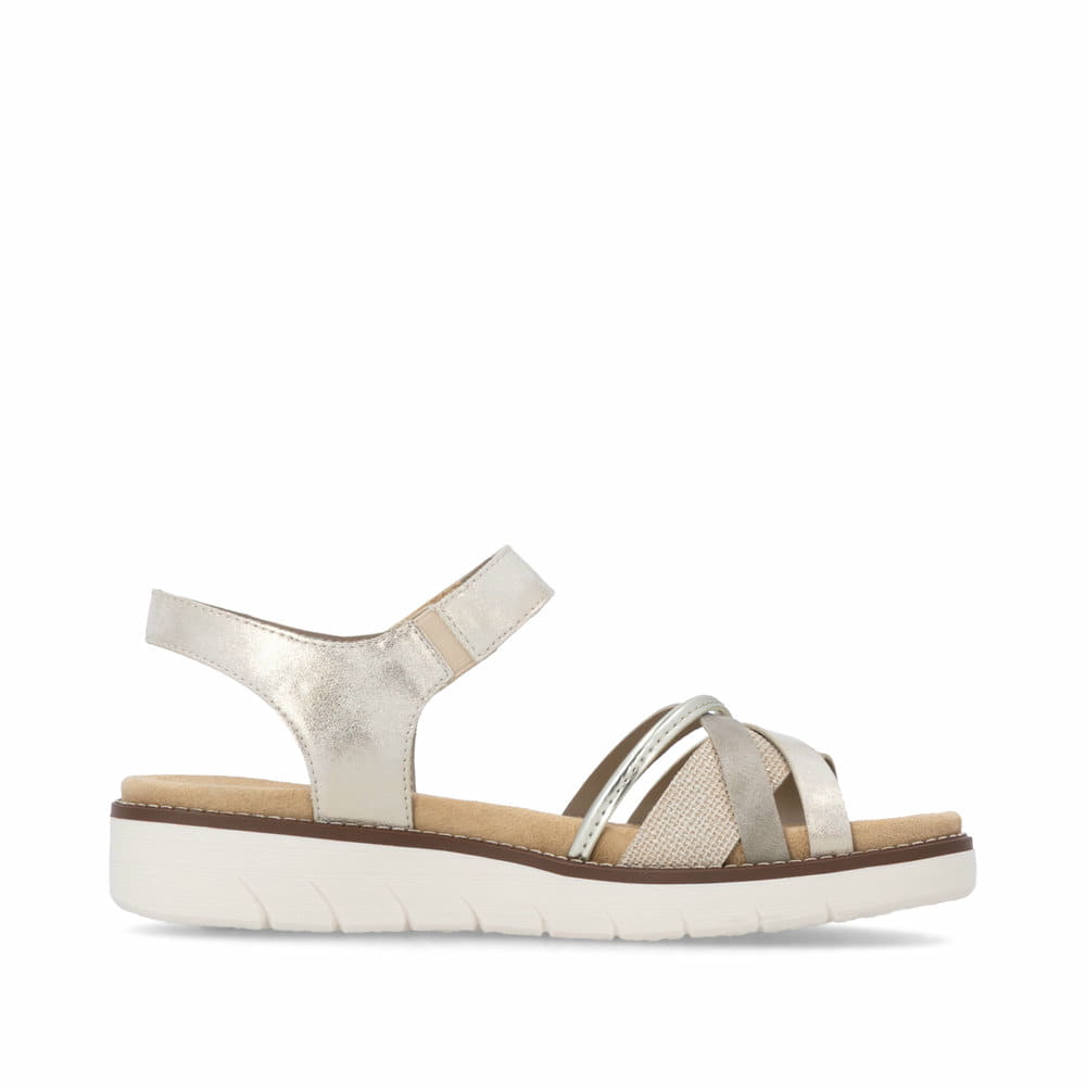 Metallische vegane remonte Riemchensandalen D2058-90 mit einem Klettverschluss. Schuh Innenseite.