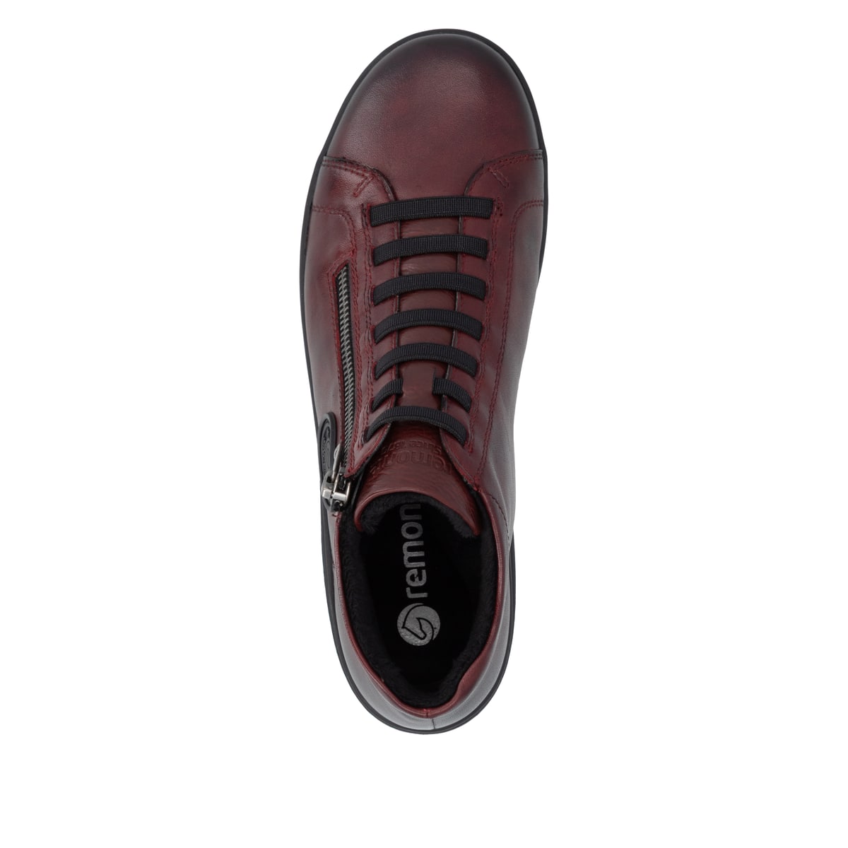 Chaussures à lacets remonte rouges femmes D1E70-35 avec fermeture éclair. Chaussure vue de dessus.
