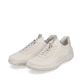 Beige remonte Damen Slipper R3518-60 mit einem Gummizug sowie der Komfortweite G. Schuhpaar seitlich schräg.