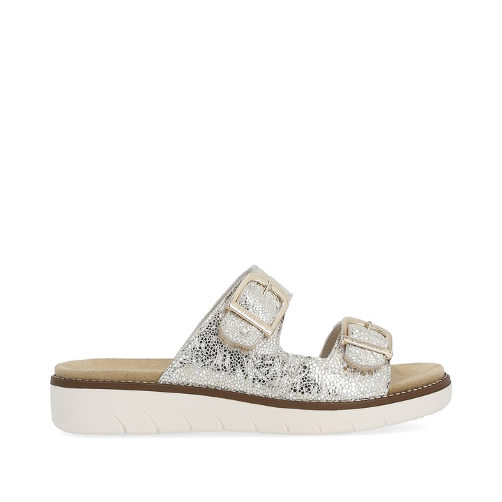 Nussbraune remonte Damen Riemchensandalen D2067-60 mit einer flexiblen Profilsohle. Schuh seitlich schräg