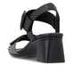 Schwarze remonte Riemchensandaletten D1K51-04 mit einem Klettverschluss. Schuh von hinten.