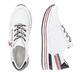 Weiße remonte Damen Sneaker Low D1312-82 mit Reißverschluss sowie Komfortweite G. Schuh von oben, liegend.