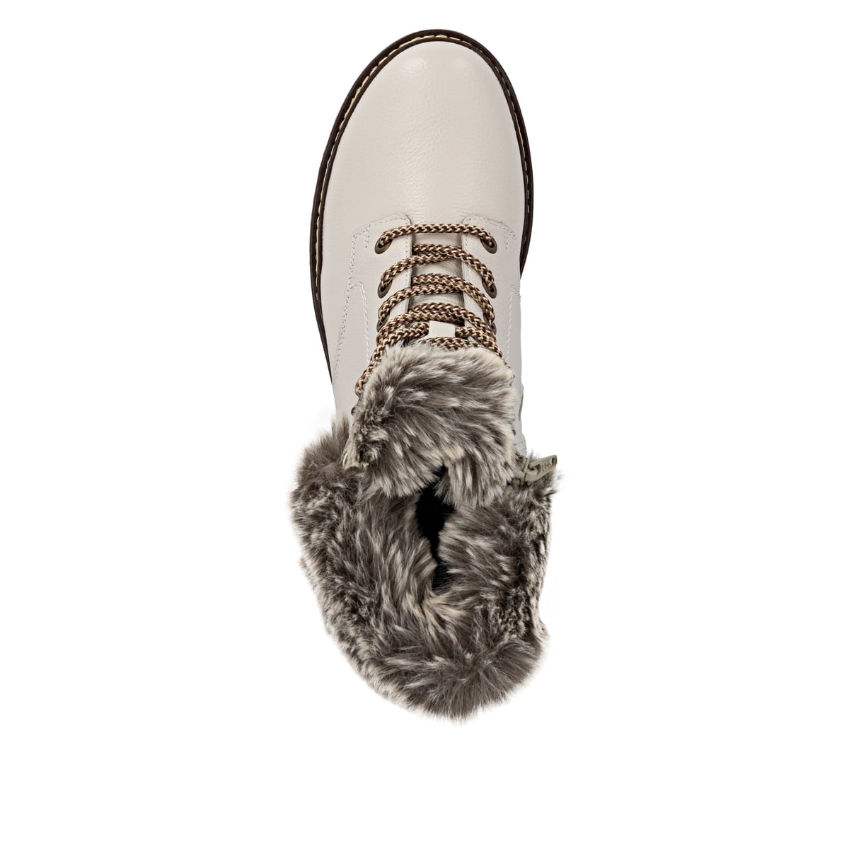 Weiße remonte Damen Schnürstiefel D0B74-80 mit wasserabweisender TEX-Membran. Schuh von oben.