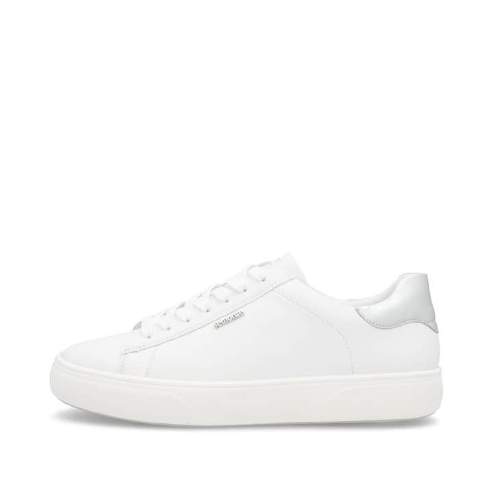 Weiße remonte Damen Sneaker Low D2J00-80 mit Schnürung sowie der Komfortweite G. Schuh Außenseite.