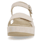 Beige remonte Damen Riemchensandalen D1N50-60 mit Klettverschluss. Schuh von vorne.