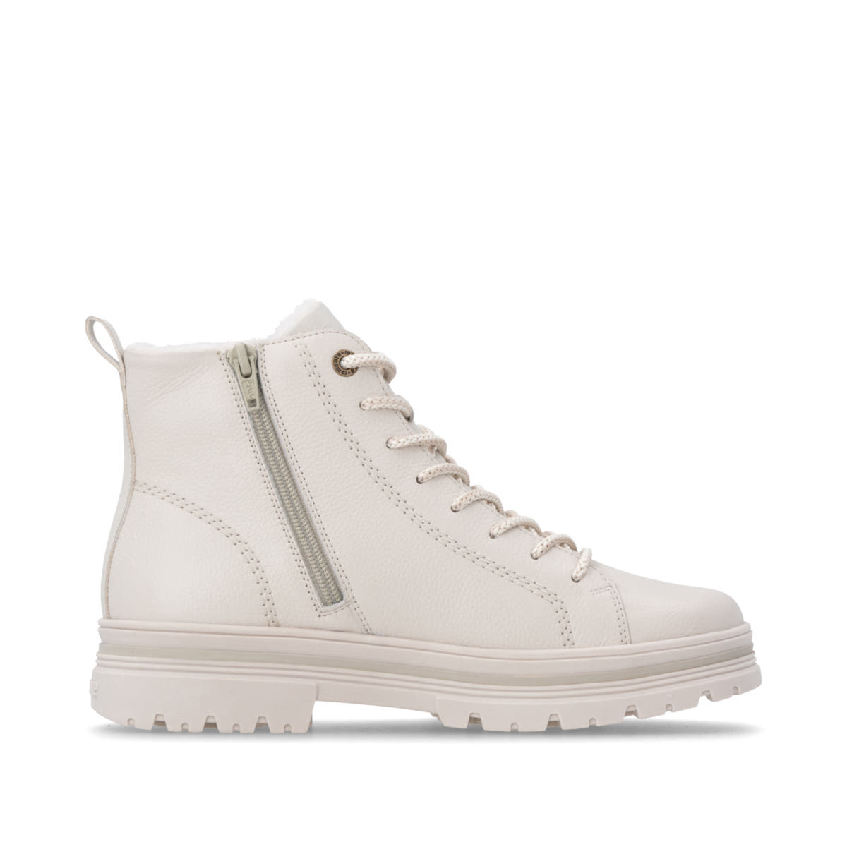 Weiße remonte Damen Schnürstiefel D2U75-80 mit wasserabweisender TEX-Membran. Schuh Innenseite.