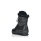 
Tiefschwarze remonte Damen Schnürstiefel R8480-01 mit Schnürung und Reißverschluss. Schuh von hinten
