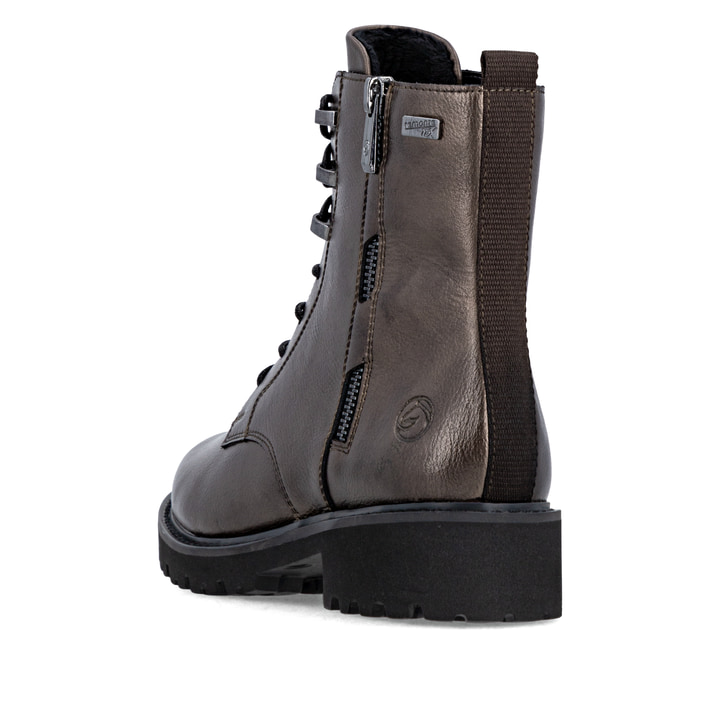 Metallische remonte Damen Schnürstiefel D8656-90. Schuh von hinten.