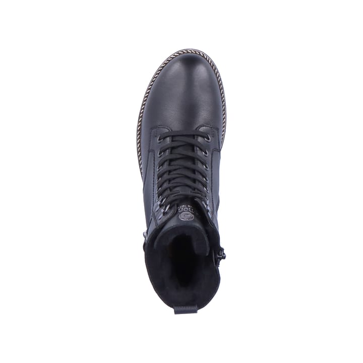 Schwarze remonte Damen Biker Boots D8475-01 mit einer dämpfenden Profilsohle. Schuh Laufsohle