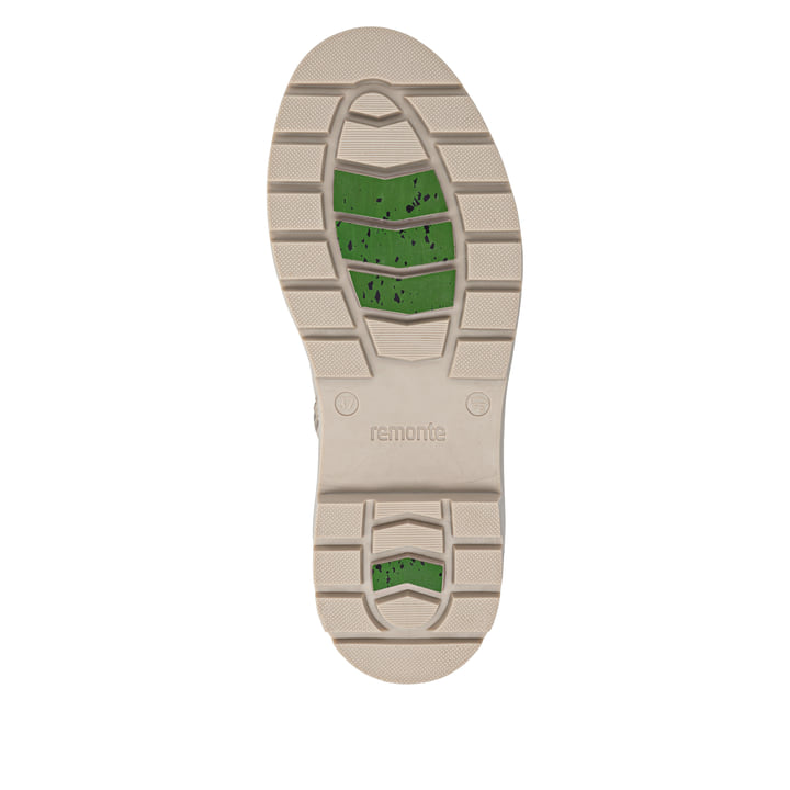 Beige remonte Damen Schnürstiefel D0C82-60 mit griffiger Glass-Fibre Sohle. Schuh Laufsohle.