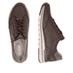 Baskets basses remonte marron femmes R6716-25 avec membrane remonteTEX. Chaussure vue de dessus, couchée.