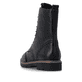 Schwarze remonte Damen Schnürstiefel D2Q73-00 mit einem Reißverschluss. Schuh von hinten.