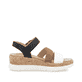 Schwarze remonte Keilsandaletten D2P50-03 mit einem Klettverschluss. Schuh Innenseite.