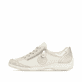 Beige vegane remonte Damen Schnürschuhe R3408-61 mit einem Reißverschluss. Schuh Außenseite.