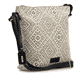 Sac à main remonte Q0731-81 beige en look bohème, détails dorés et fermeture éclair. Côté gauche.