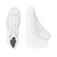 Weiße remonte Damen Sneaker High D0J70-84 mit einem Reißverschluss. Schuh von oben, liegend.